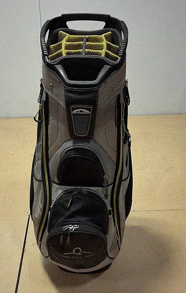 Sun Mountain 13-Way Divider Golf Cart Bag (Grey/Yellow) W/ Rain Cover & Strap