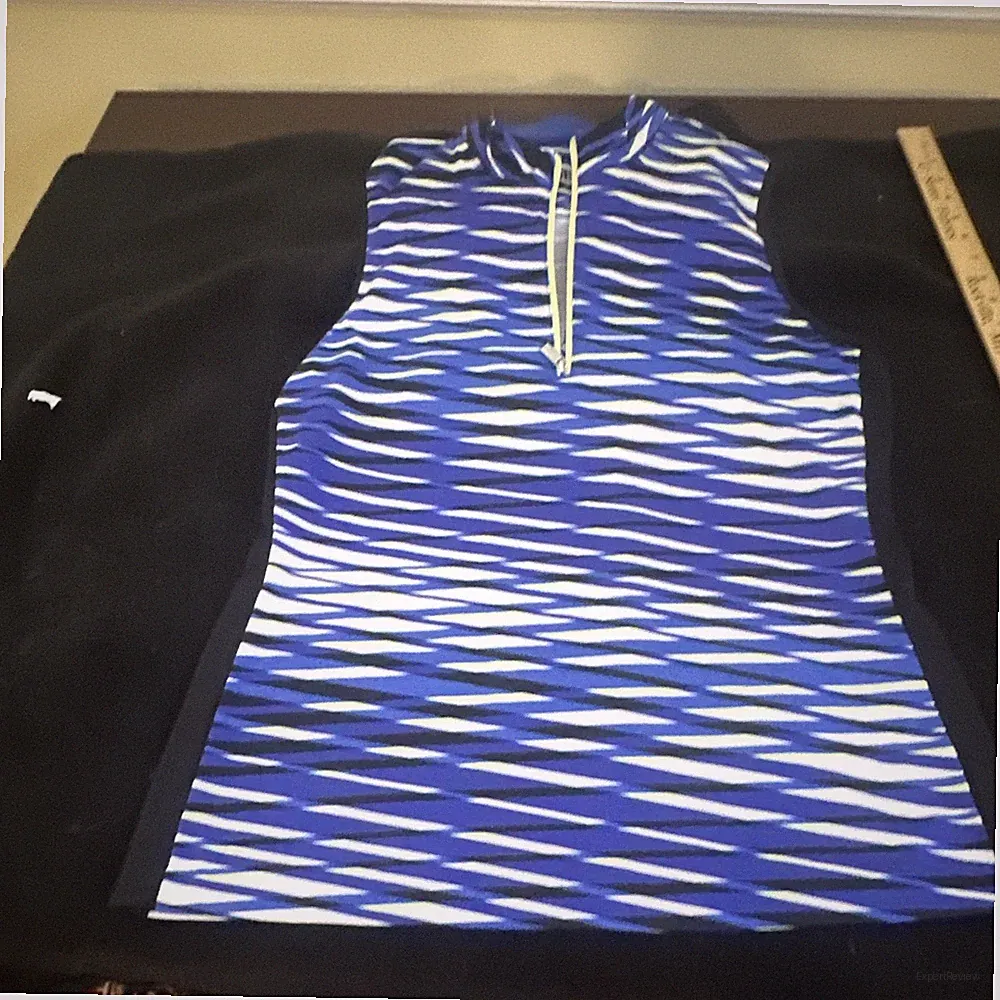 Tail Performance Women’s Sleeveless 1/4 Zip Mock Neck Striped Tank Top M