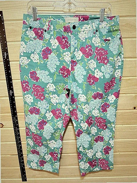 Talbots Capri Cotton Stretch Floral Preppy Golf Sz 10P