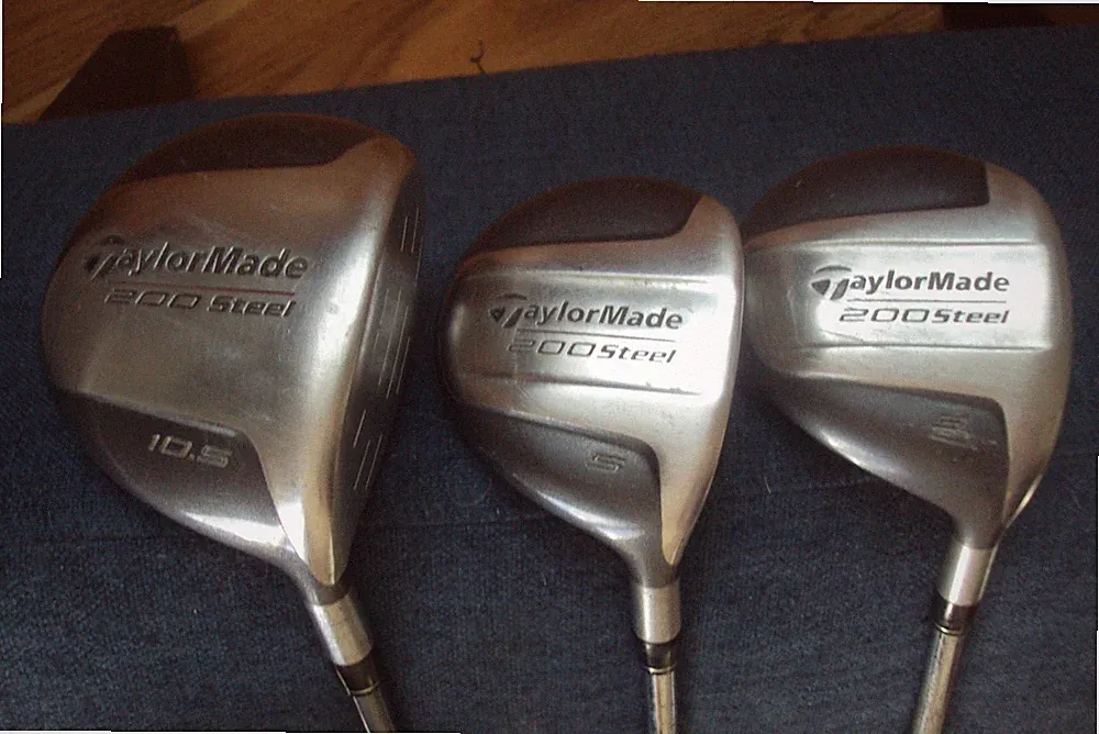 Taylormade 200 Steel 10.5 deg driver 3/5 woods R-80 regular graphite/steel