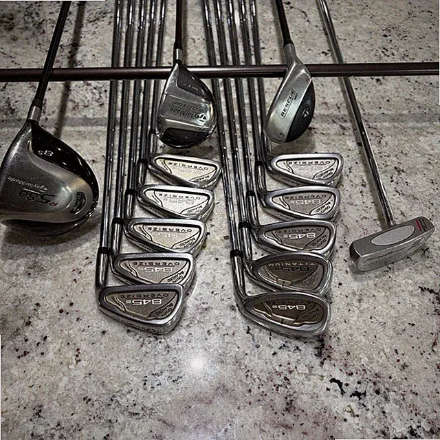 TaylorMade Driver Wood Hybrid Irons S Flex Putter Complete Golf Club Set