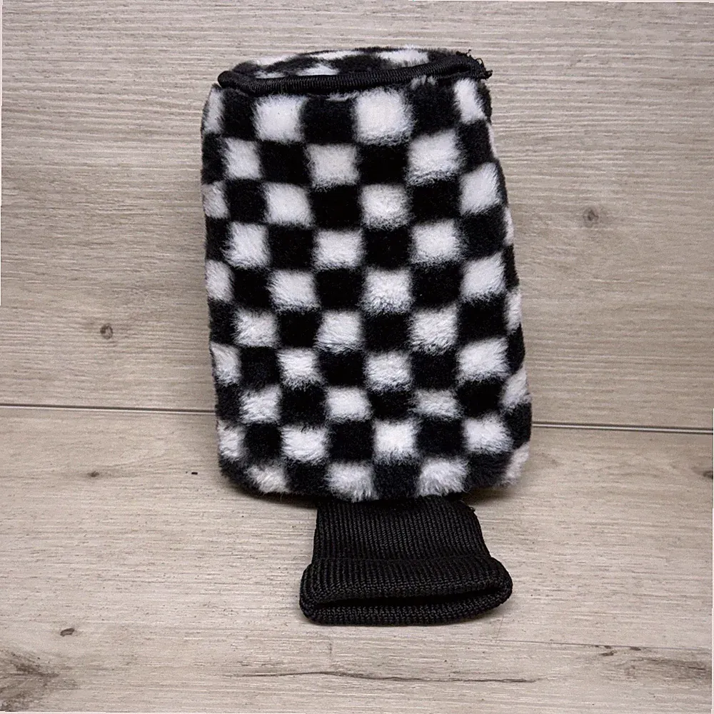 TaylorMade Golf Club Head Cover Driver Faux Fur Knit Black White Checkers