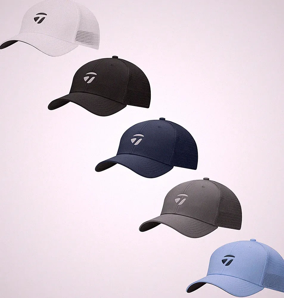 TaylorMade Mens Cage Performance Trucker Hat Fitted Golf Cap - New 2026