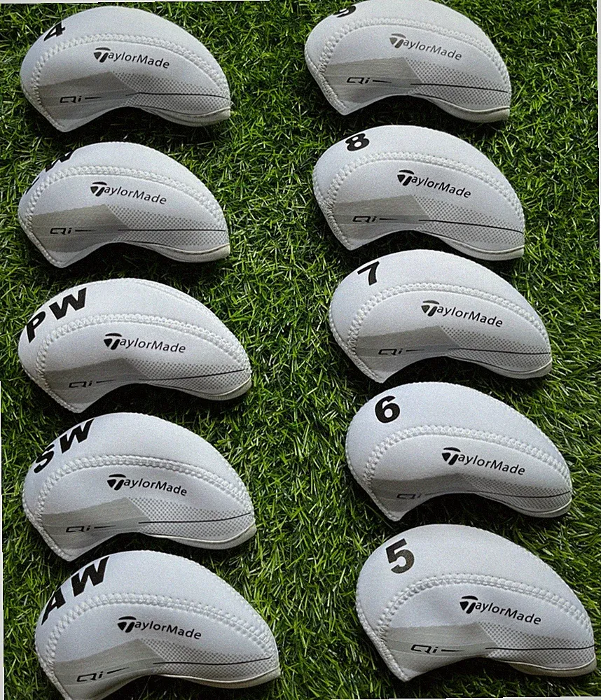 TaylorMade Qi Golf Club Iron Head Covers Neoprene 4-9ASPL/W White { 10Pcs }