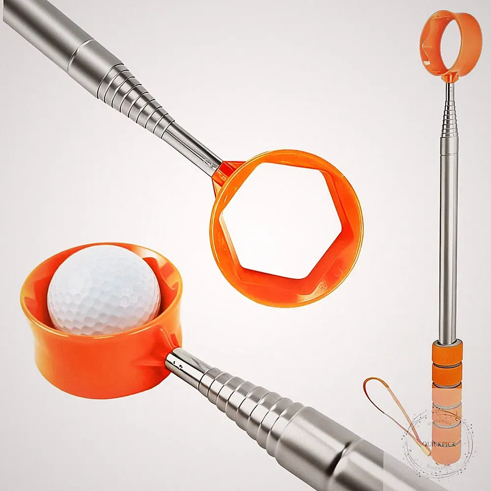 Telescopic Golf Ball Retriever 9-Foot Heavy-Duty Stainless Steel Shaft Golf Ball