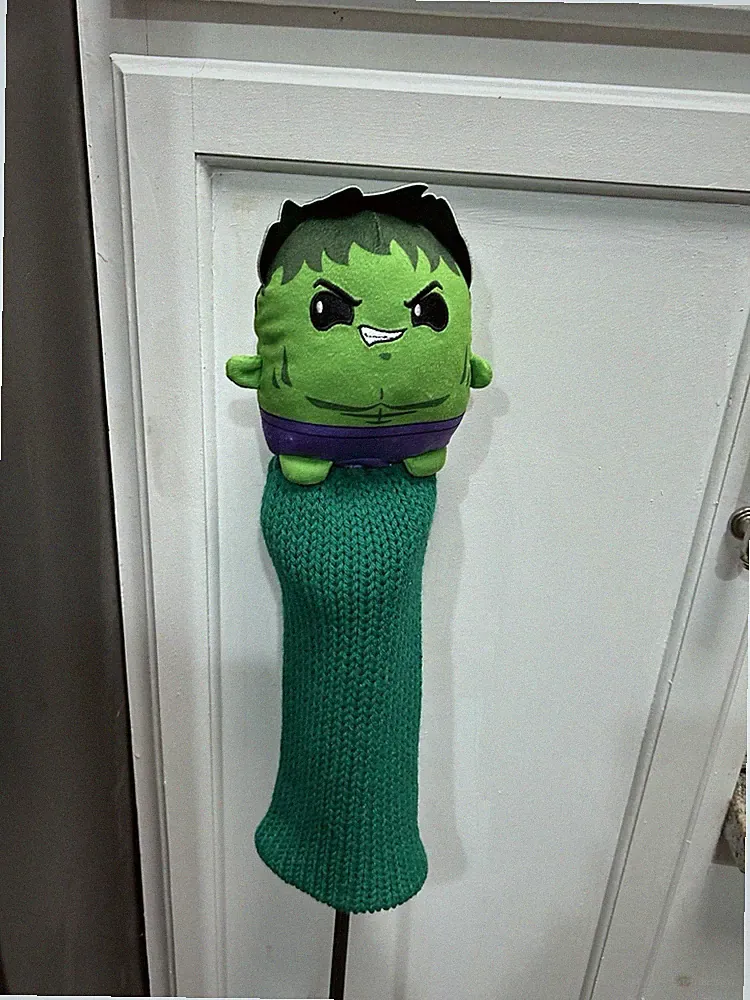 The Incredible Hulk Golf Club Driver Cover 16” X 6” Hand Knit Green Sleeve New