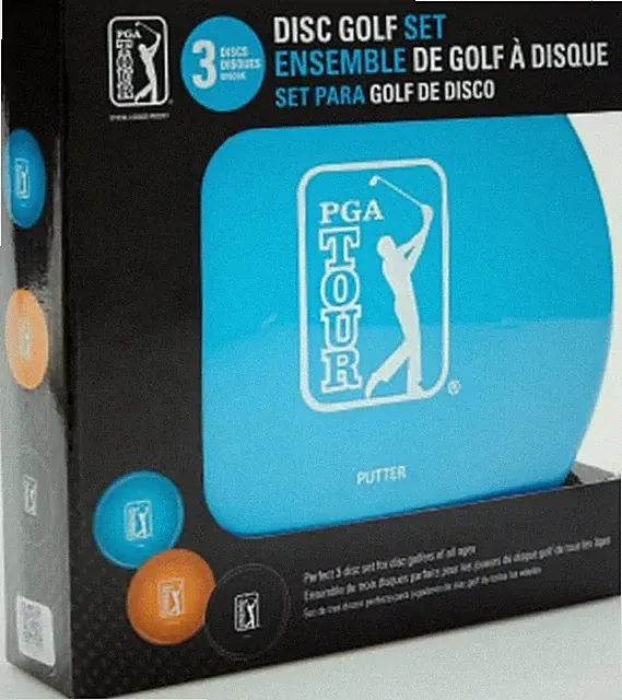 The PGA TOUR 3 Disc Golf Starter Set is a three-disc set for beginner