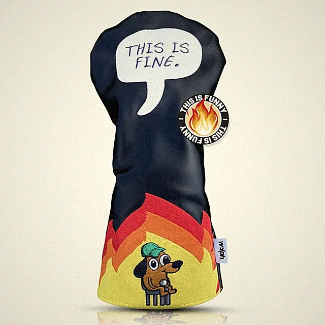 This is FINE Dog Funny Golf Club Covers - Premium Leather - Driver Headcover...