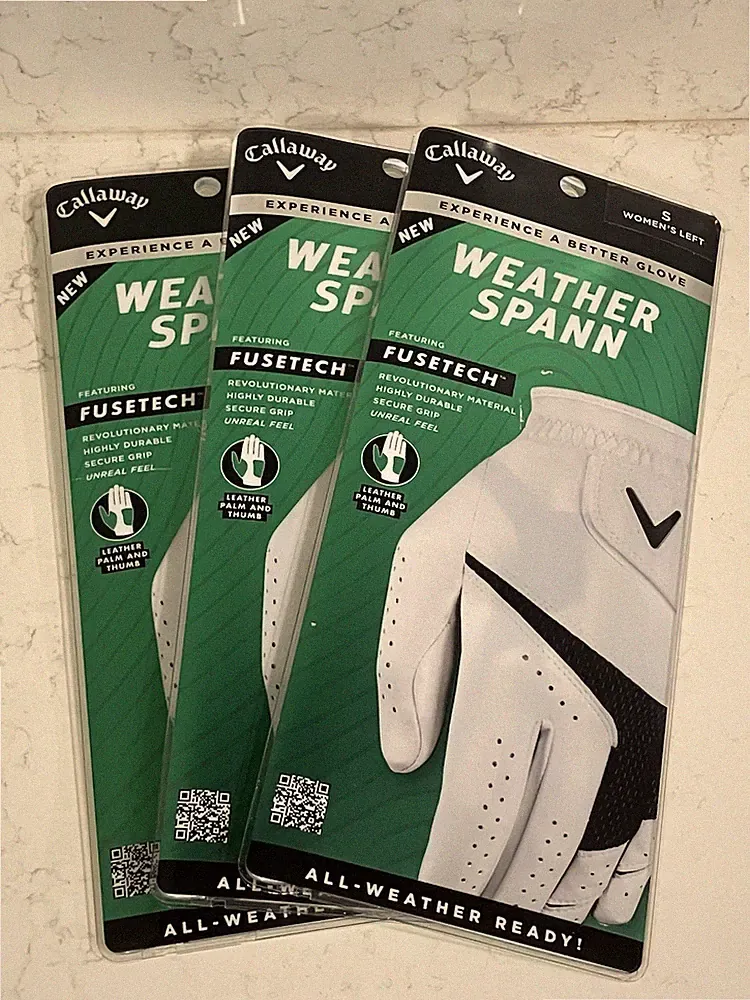 THREE (3) New CALLAWAY WEATHER SPANN Golf Gloves, WOMENS LEFT S