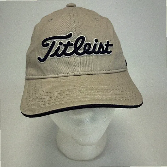 Titleist Golf Hat Youth Kids One Size Pro V1 FootJoy Adjustable Cap Beige