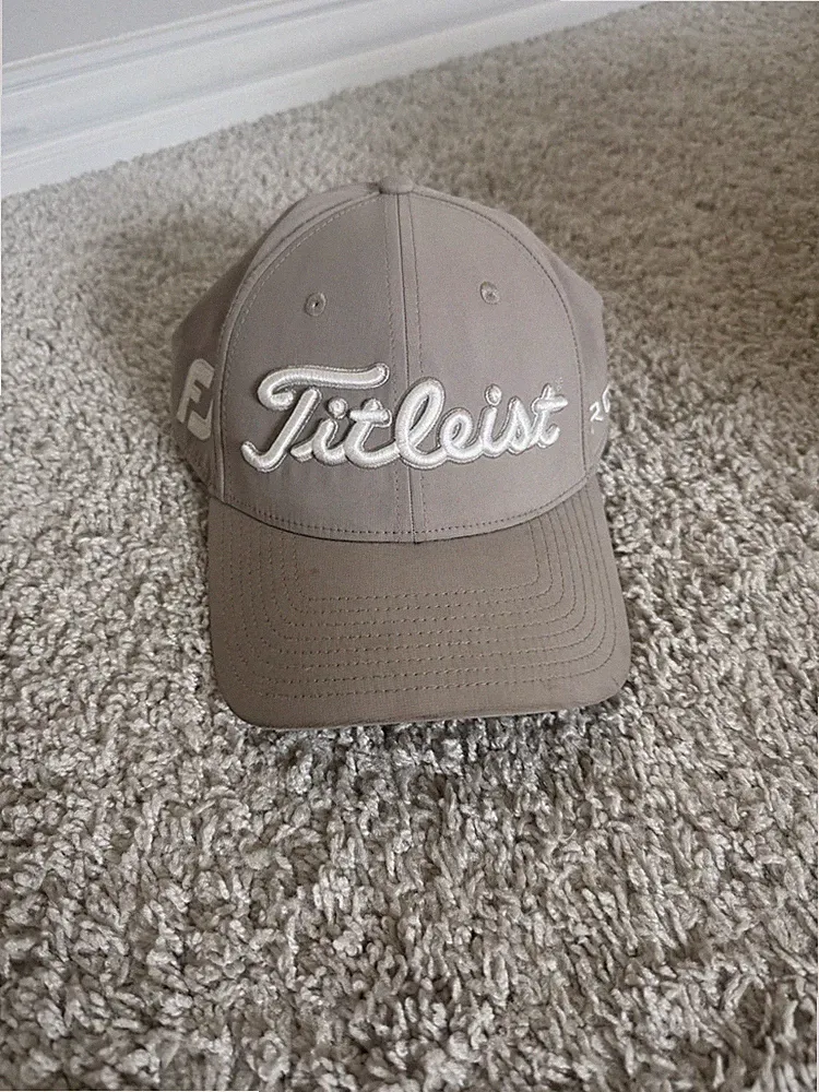 Titleist Hat - Tour Performance Adj. Golf Cap-Beige/White