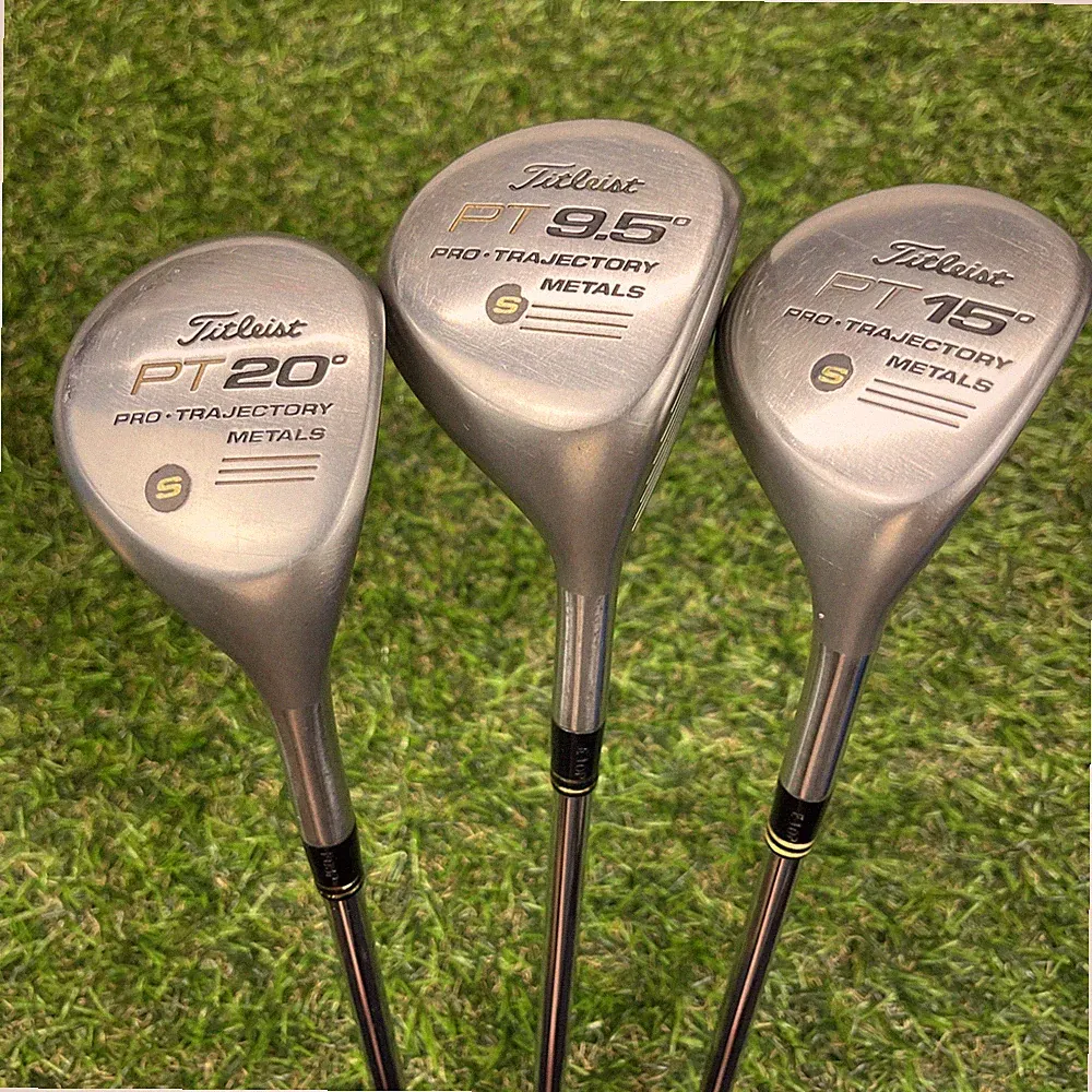 Titleist PT Woods 9.5 15 & 20 Degrees 3 RH Metals Golf Clubs Stiff Flex Steel