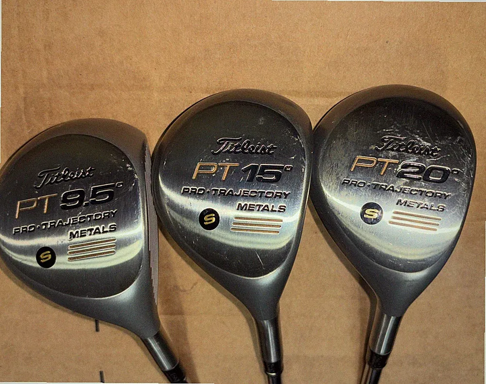 Titleist PT Woods 9.5 15 & 20 Degrees 3 Right Handed Clubs GOOD CONDITION