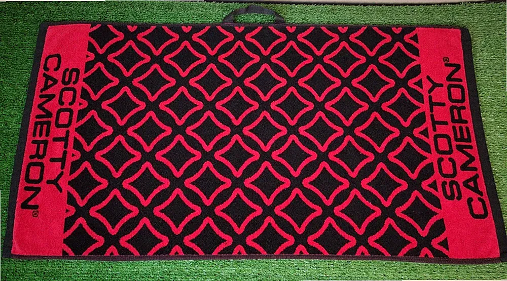 Titleist Scotty Cameron Golf Towel, 100% Cotton, Red & Black, 36" x 18", Used