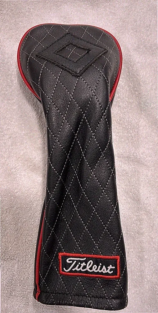 Titlieist Jet Black Fairway Wood Head cover Head Covers Diamond Pattern Leather