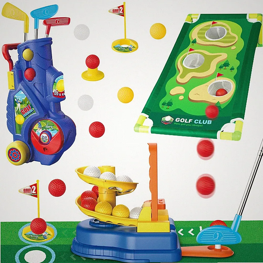Toddler Golf Clubs Set for Ages 3 4 5 6 7 Years Old, 2 in 1 Kids Golf Clubs Toy
