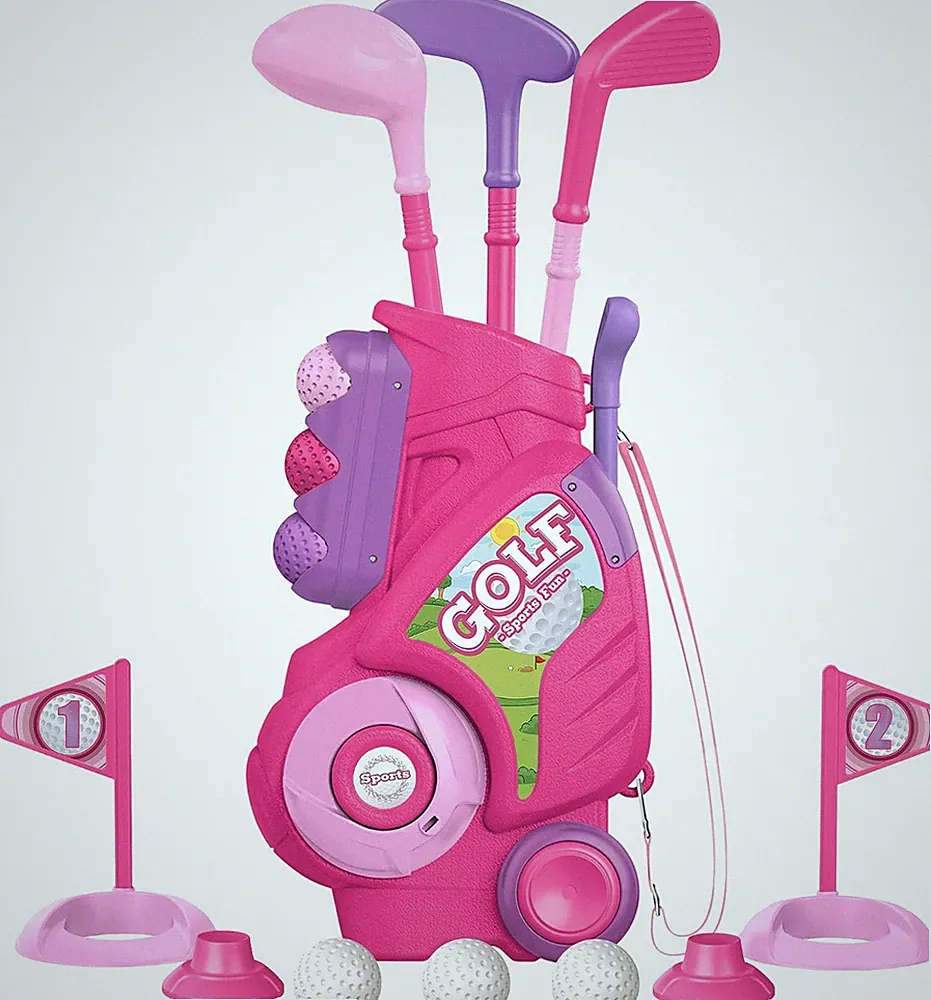Toddler Golf Clubs Set Toy for 1 2 3 4 Years Old Girls Boys, Pink | Upgraded Kid