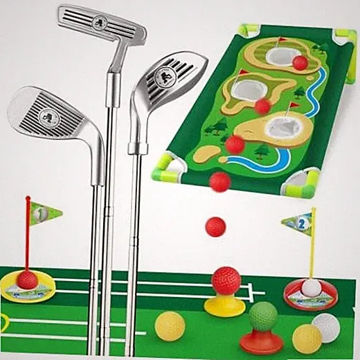 Toddler Golf Set, Golf Clubs Length Adjustable with Mat & Golf Cornhole