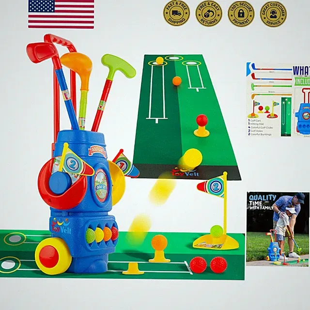 Toddler Golf Set - Kids Golf Clubs with 6 Balls, 4 Golf Sticks, 2 Practice Ho...