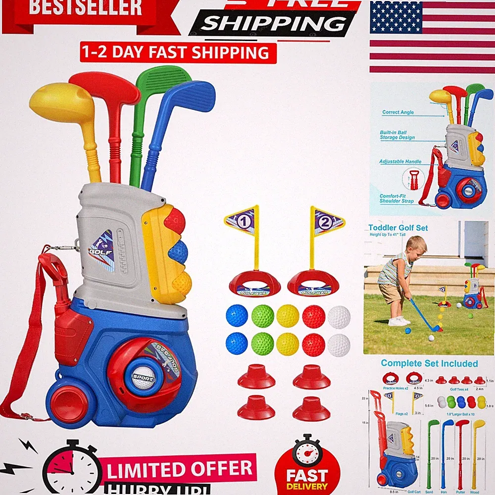 Toddler Golf Set, Plastic Kids Golf Clubs Ages 1 2 3 4 5 Old with 4 Golf C