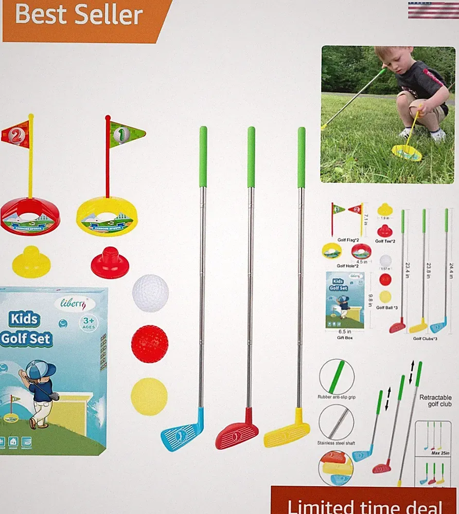 Toddler Golf Set, Retractable Toy Golf Clubs for Kids Ages 2 3 4 5, Indoor an...