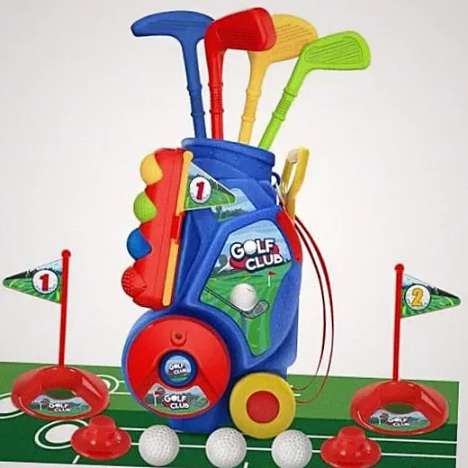 Toddler Golf Set with Mat, Kid Golf Clubs with 4 Clubs & 8 Balls | Blue+mat