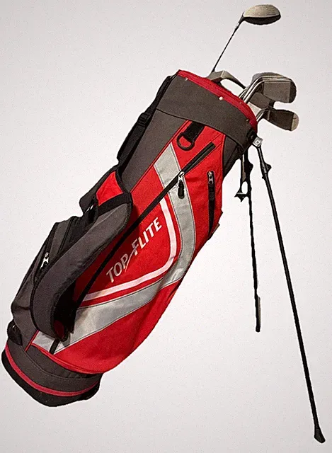 Top Flight 6,7,8,9,W Stainless Iron Set W/ Putter, Flex 3 Wood & Stand Bag EUC