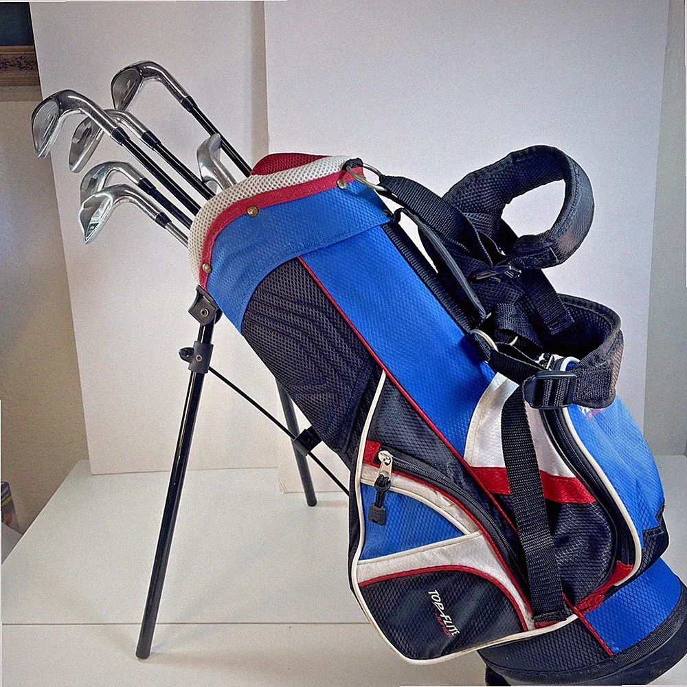 Top Flight Junior Youth Golf Carry Bag with 5 Mixed Clubs Irons RH