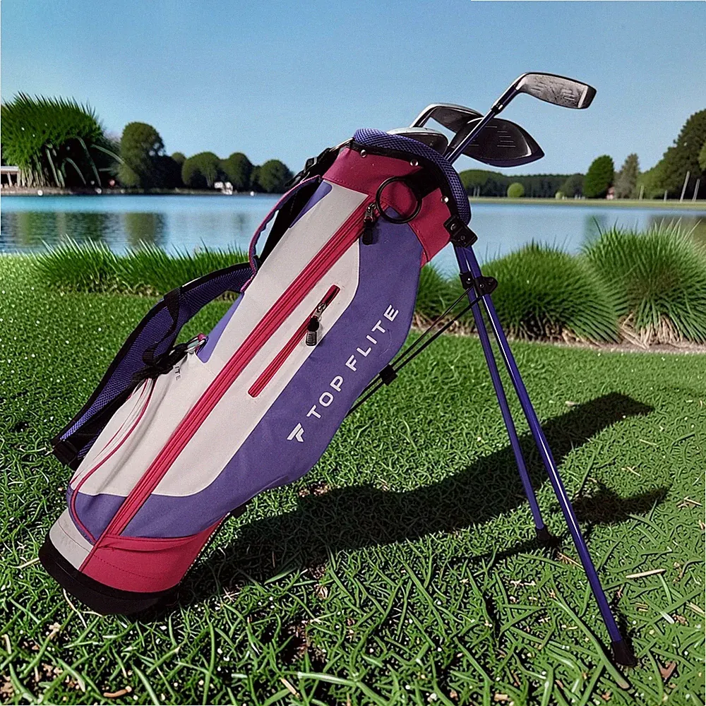 Top Flite Girl's Junior 4 Pc Golf Club Set w/ Stand Bag- Pink & Purple RH