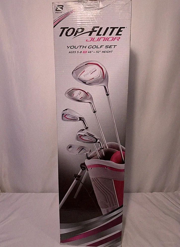 Top Flite Junior 8 Pc Girls Golf Club Set Pink Ages 5-8 RH w/ Stand Bag New