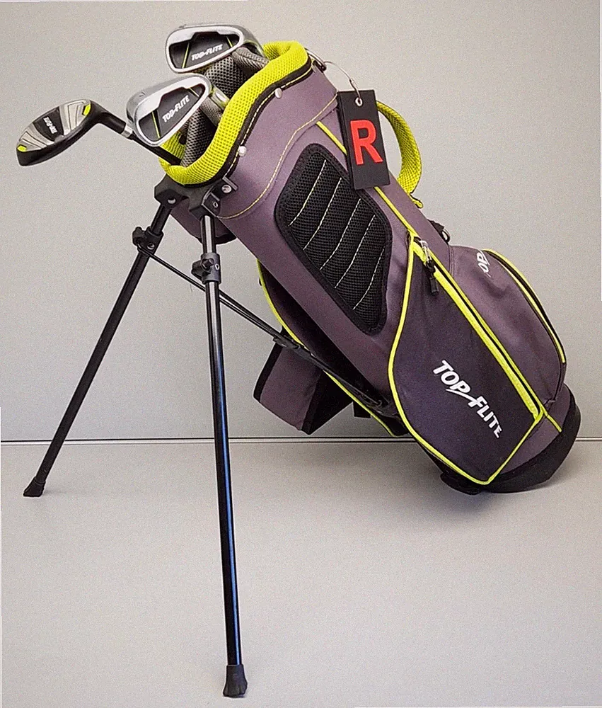 Top Flite RH Junior Flex 3 Club Golf Set Black Green - Hybrid, 7 Iron, SW & Bag