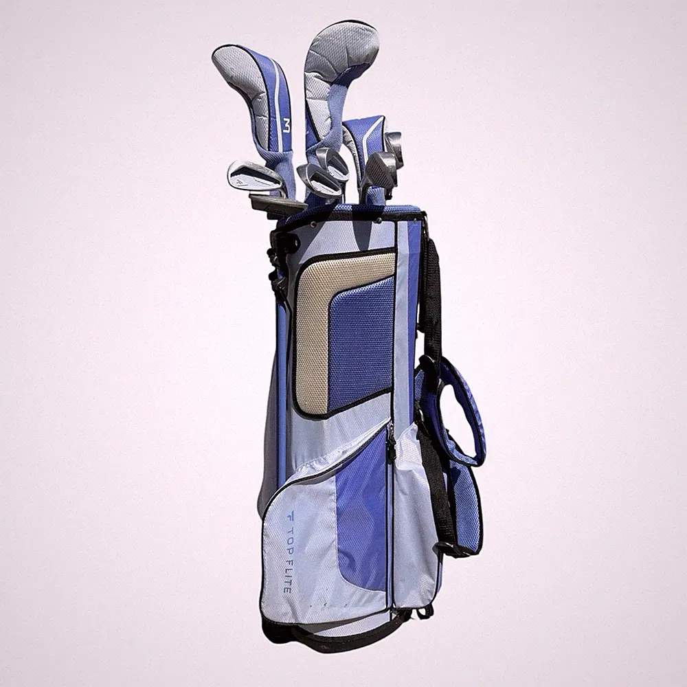 Top Flite Women’s Complete Golf Club Set Stand Carry Bag RH Blue Gray 8 Clubs