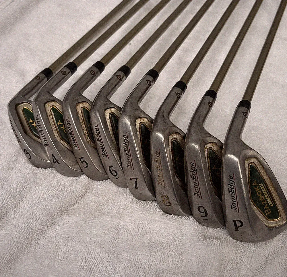 Tour Edge Bazooka Titanium Iron Set 3-9 PW Easy-Lite Gold Graphite Shafts RH
