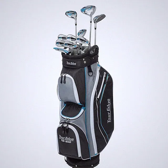 Tour Edge TE-200 Lady Edge Women's Complete Set Silver Blue Stand Bag Right Hand