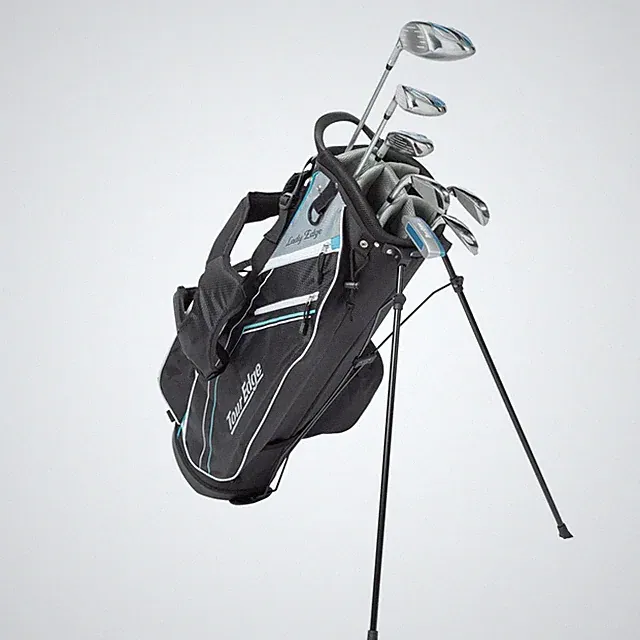 Tour Edge TE-200 Lady Edge Women's Half Set Silver Blue Stand Bag Right Hand