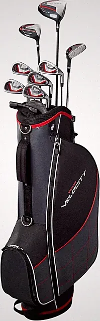 Tour Velocity Men's Golf Set with Stand Bag - Right Hand, Regular Flex, Black/Re