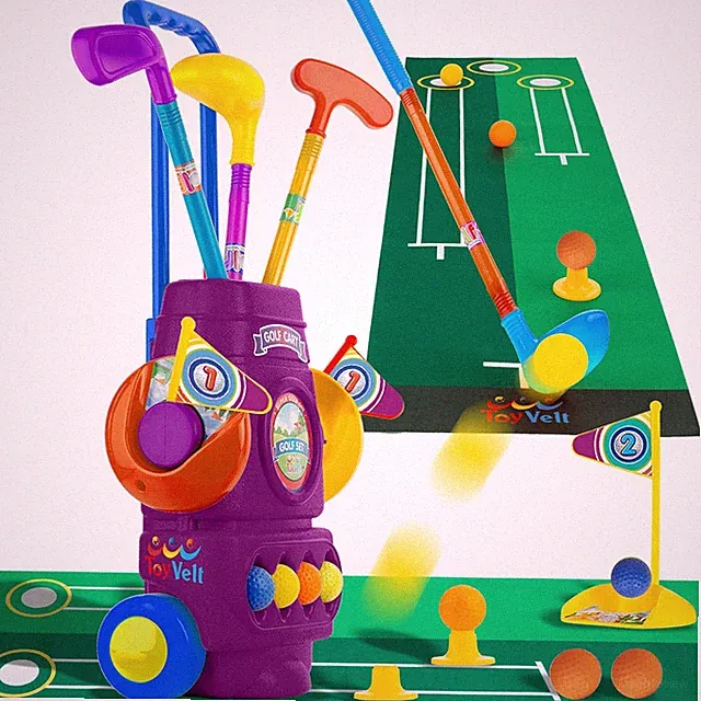 Toyvelt Toddler Golf Set - Kids Golf Clubs with 6 Balls, 4 Golf Sticks, 2 Practi