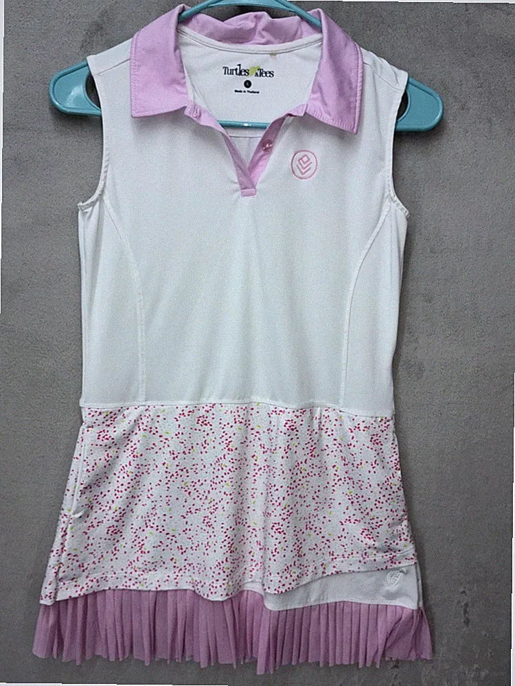 Turtles & Tees Girls Dress Juniors Sz L Pink Golf Tennis Ruffle