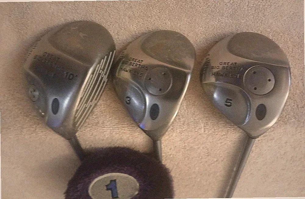 TZ GOLF - Callaway Great Big Bertha Hawkeye 10*, 3 & 5 Woods, SET R Graphite RH