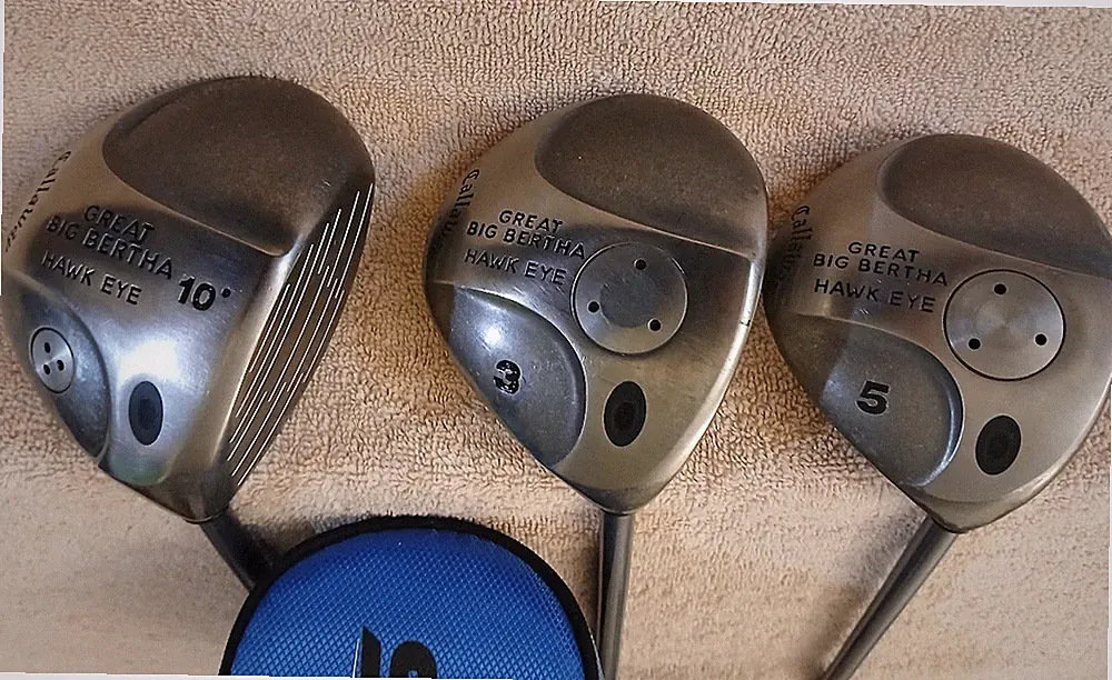 TZ GOLF - Callaway Great Big Bertha Hawkeye 10*, 3 & 5 Woods, SET R Graphite RH