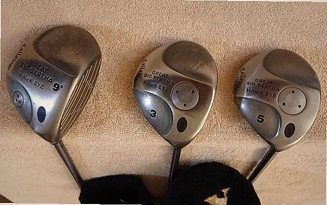 TZ GOLF - Callaway Great Big Bertha Hawkeye 9*, 3 & 5 Woods, SET S Graphite RH