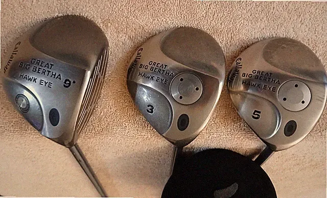 TZ GOLF - Callaway Great Big Bertha Men Hawkeye 9*, 3 & 5 Woods, SET Graphite RH