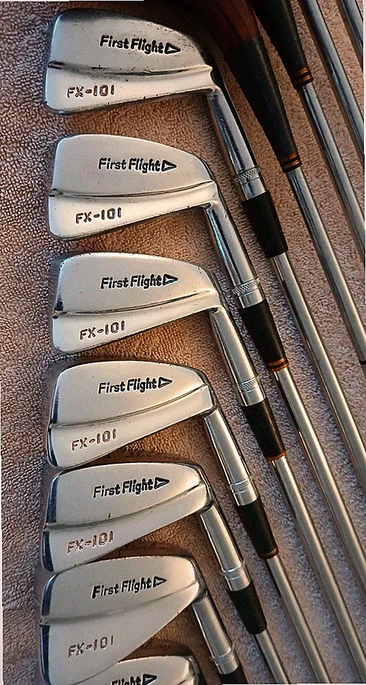 TZ GOLF - VINTAGE RARE First Flight Sterling FX-101 1-5 Woods, FORGED 3-PW R RH