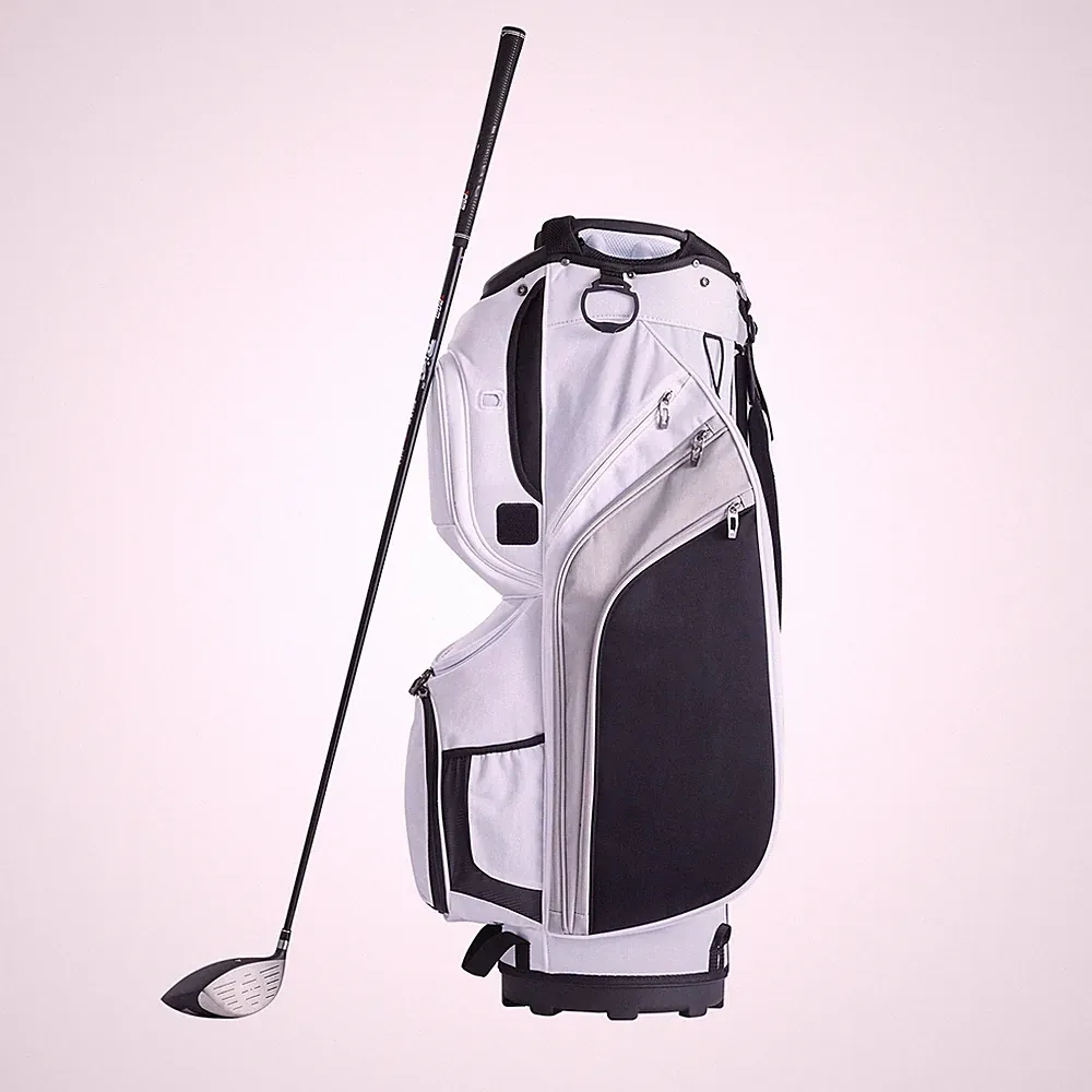Uimoso 36” Golf Cart Bag with 14 Dividers and 13 Storage Pockets, White Nylon