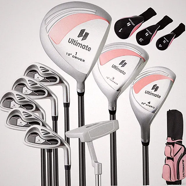 Ultimate Ladies Womens Complete Golf Clubs Set 10 Pieces w/ Alloy Driver Pink