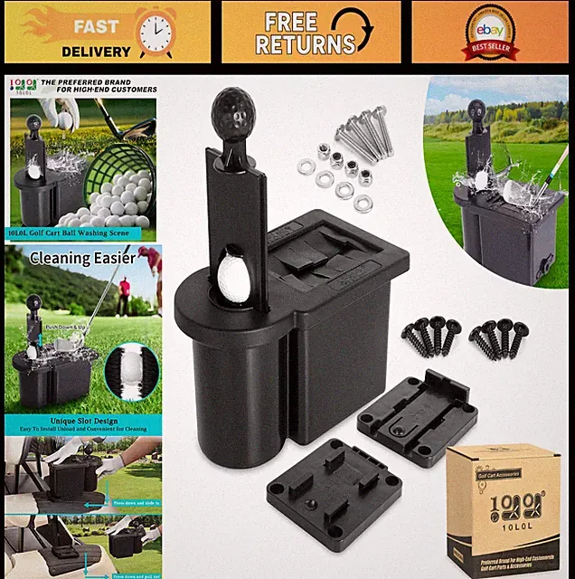 Universal Golf Cart Ball Washer & Club Head Cleaner - Fits Yamaha, EZGO, Club Ca