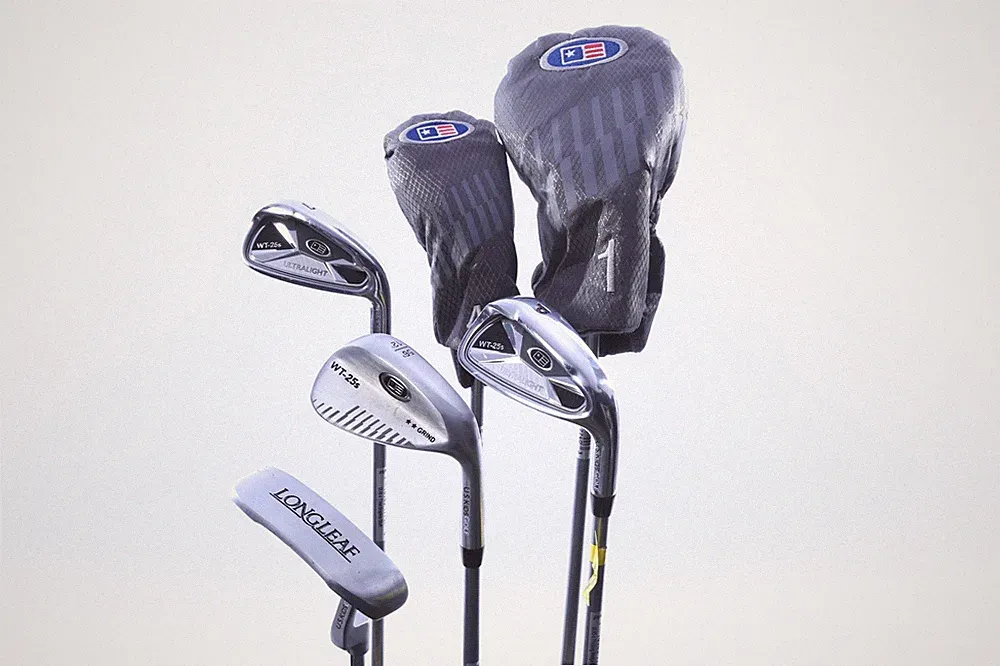 Us Kids Golf U/L 45 Grey/Blue Driver, 4H, 7i, PW, 56*, Putter Kids Set Right