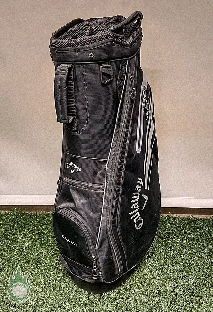 Used Callaway CHEV 14 Way Golf Cart Carry Bag Black/Grey Embroidered Cascata