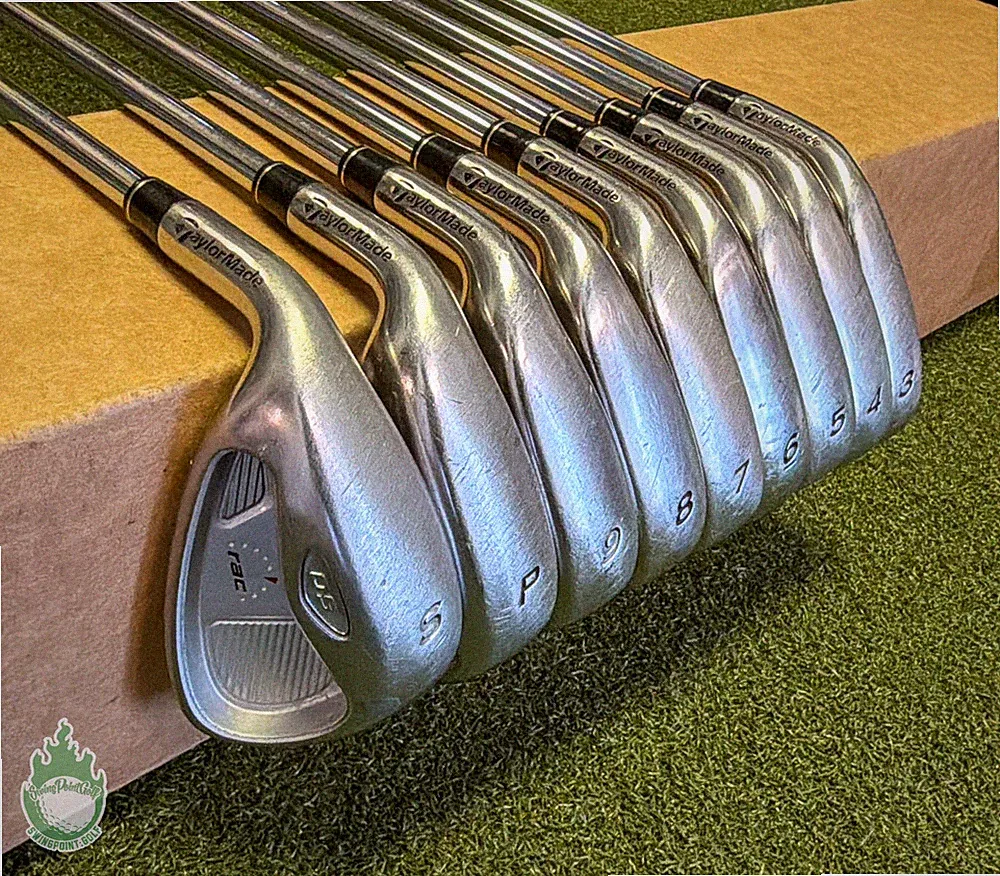 Used Left Handed TaylorMade RAC OS Irons 3-PW/SW Stiff Flex Steel Golf Club Set