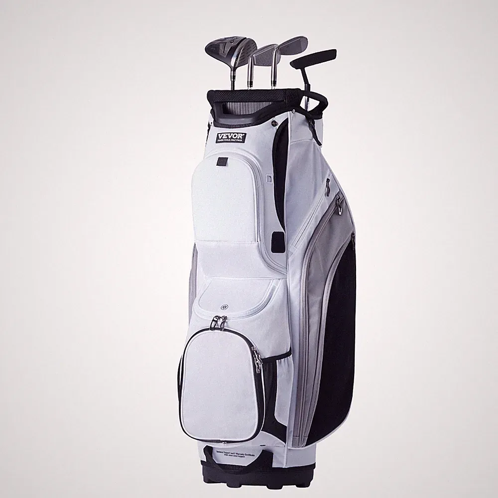 VEVOR 36” Golf Cart Bag 14 Way Organizer Divider Top 13 Pockets White Nylon